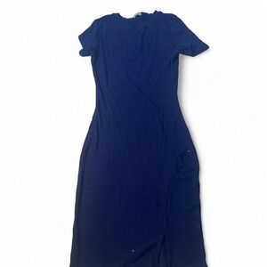 Woman's blue dress with slit